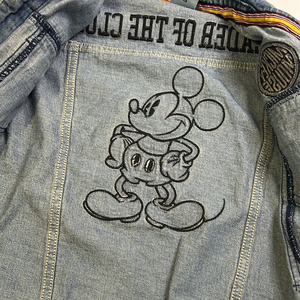Disney Denim Jacket Mickey Mouse Youth 11/12 S Leader Of The Club Embroidered - Picture 6 of 10